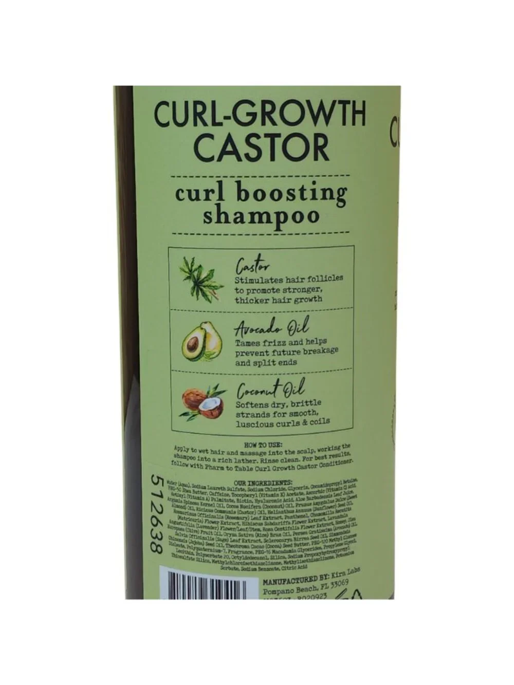 Pharm Table Curl-Growth Castor Curl Boosting Shampoo With Avocado Oil 32oz